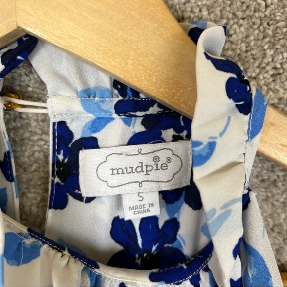 Mudpie Dress Womens Small Blue Floral Sleeveless Back Button Lined Layered-1925* - Picture 6 of 12